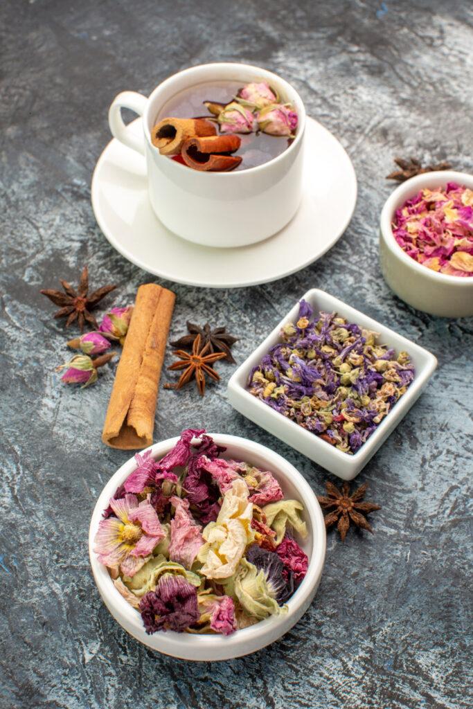 herbal-tea-with-bowls-dry-flower-grey-ground-683x1024 Balancing Act: The Truth About Acidity in Herbal Teas